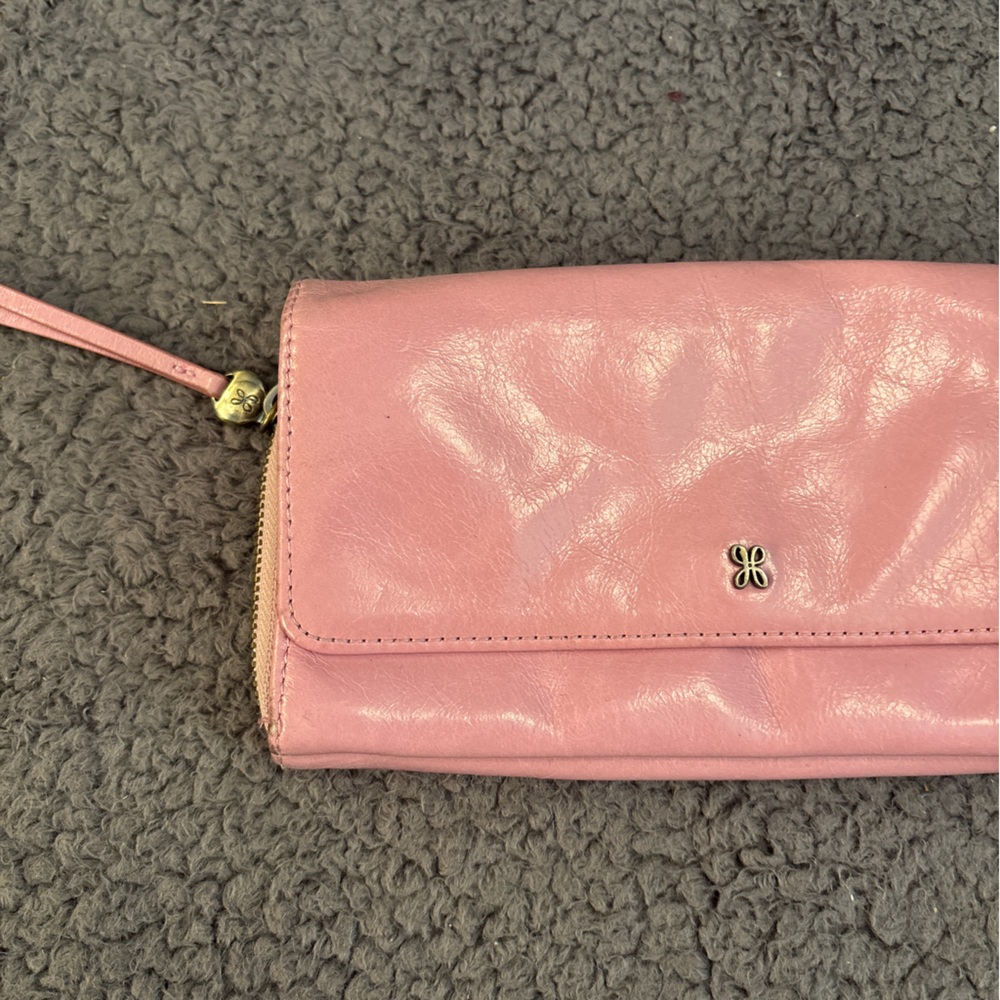 Hobo wallet pink leather clutch casual feminine maximalist luxury - Picture 5 of 10